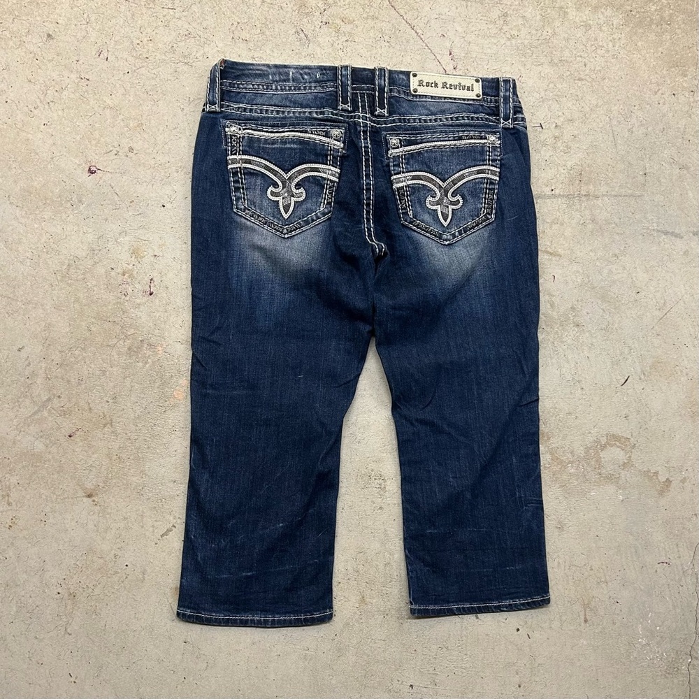 VTG 2000s Rock Revival Julie Y2K Crop Distressed Denim Jeans Women’s 31 USA